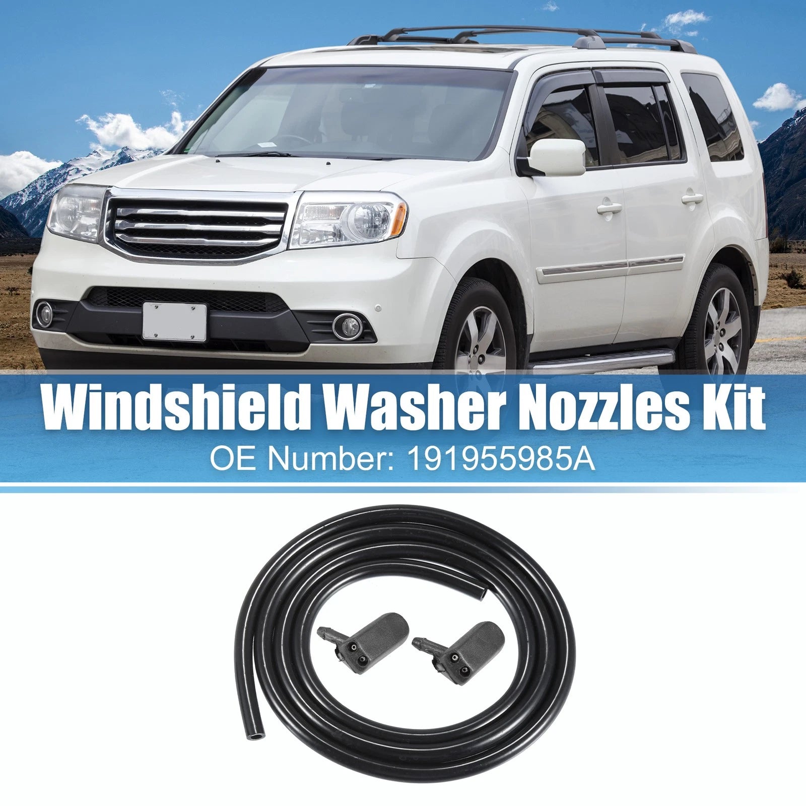 Set of 2 Windshield Washer Nozzles for Volkswagen (No. 191955985A)