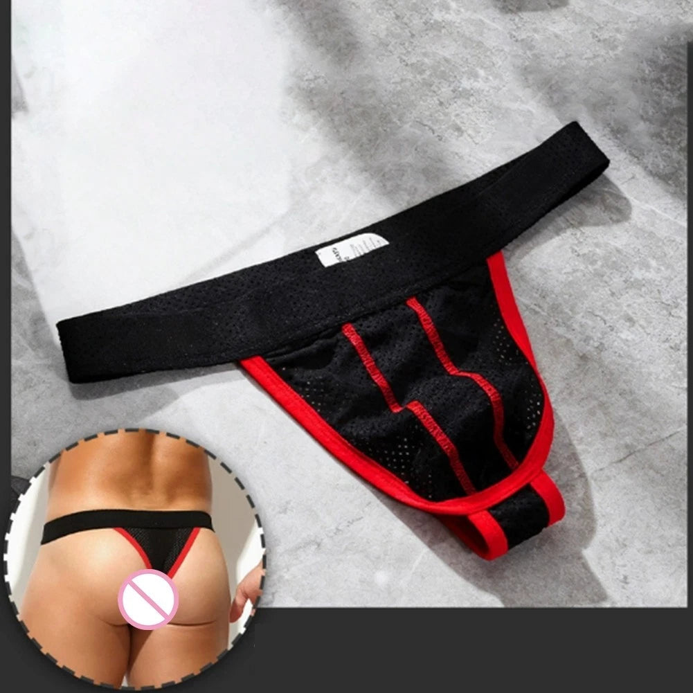 Low Waist Breathable Mesh Sports Thong Underwear for Men