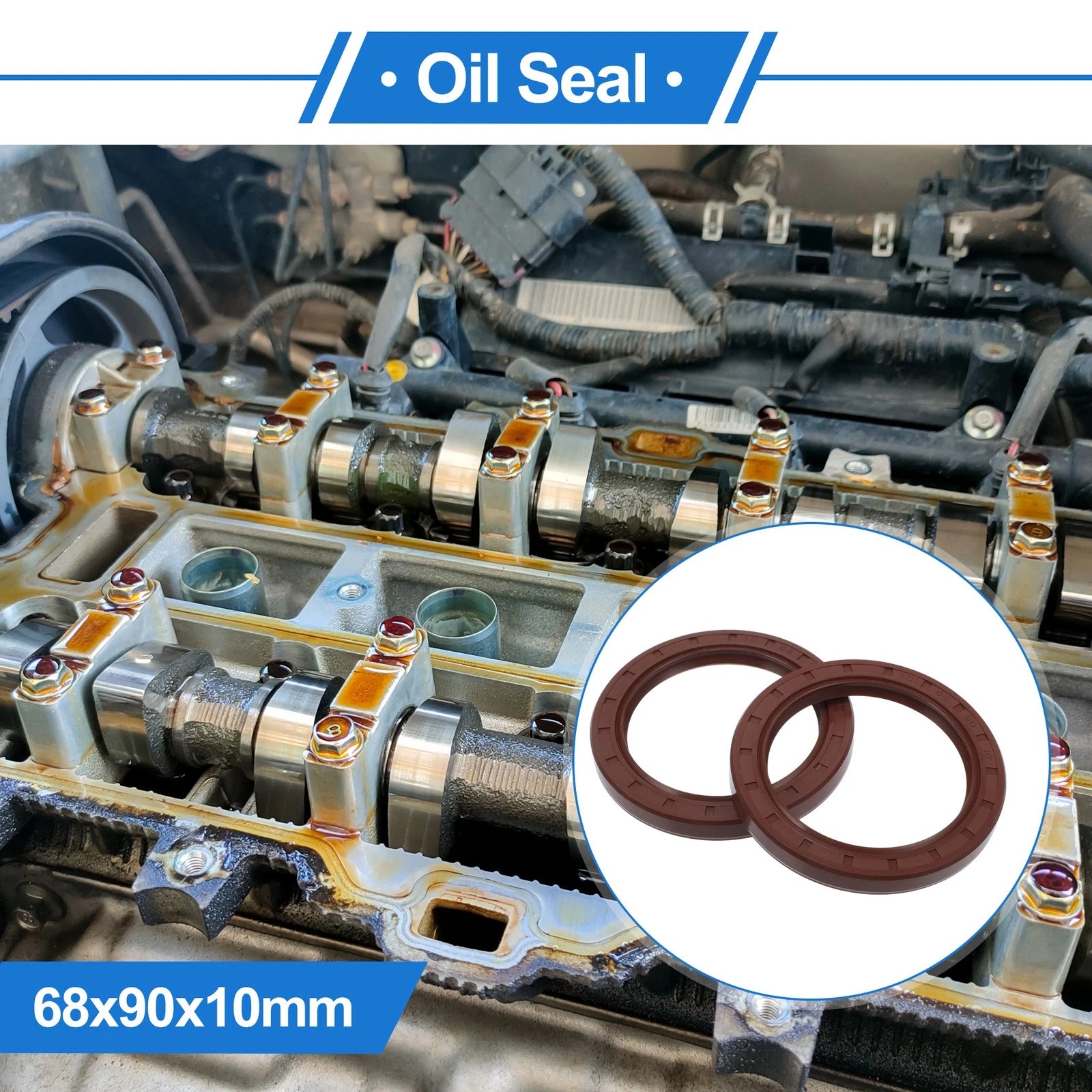 Set of 2 Oil Seal Rotary Shaft Seal FKM Rubber 68x90x10mm 683867304988