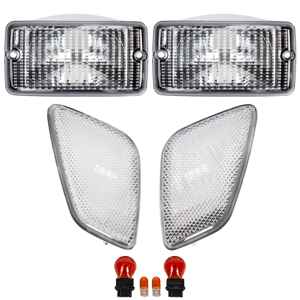 Set of 2 Clear Bumper Signal Fender Side Marker Lights for Jeep Wrangler TJ (1997–2006)