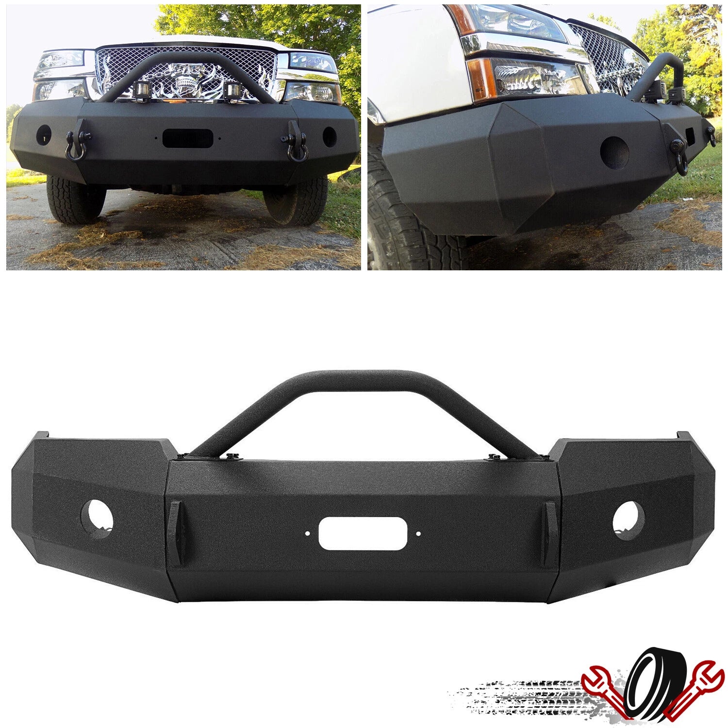 Front Bumper with Winch Plate & Light Hole for Chevy Silverado 1500 (2003–2006)