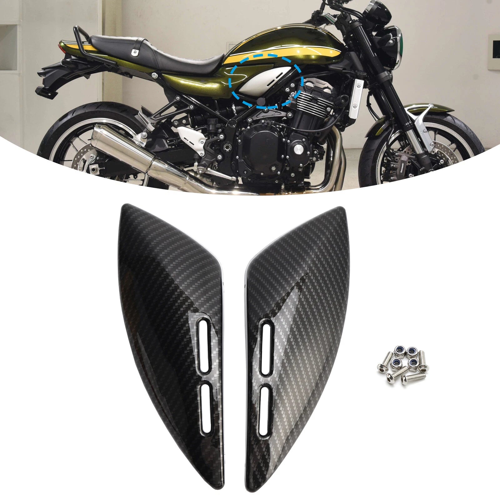 Gas Tank Side Cover Panel for Kawasaki Z900RS (2018–2024) Carbon T9