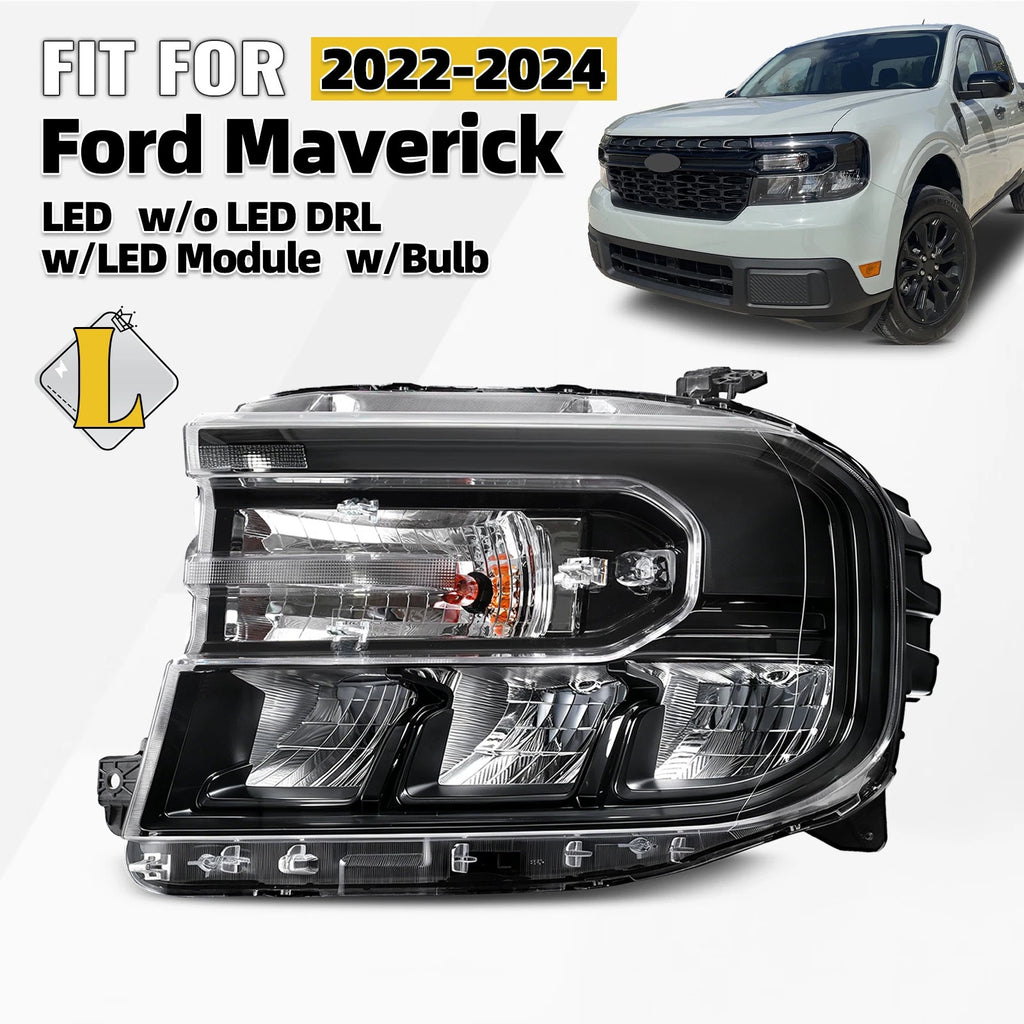 Black LED Headlight for Ford Maverick XL XLT (2022–2024)