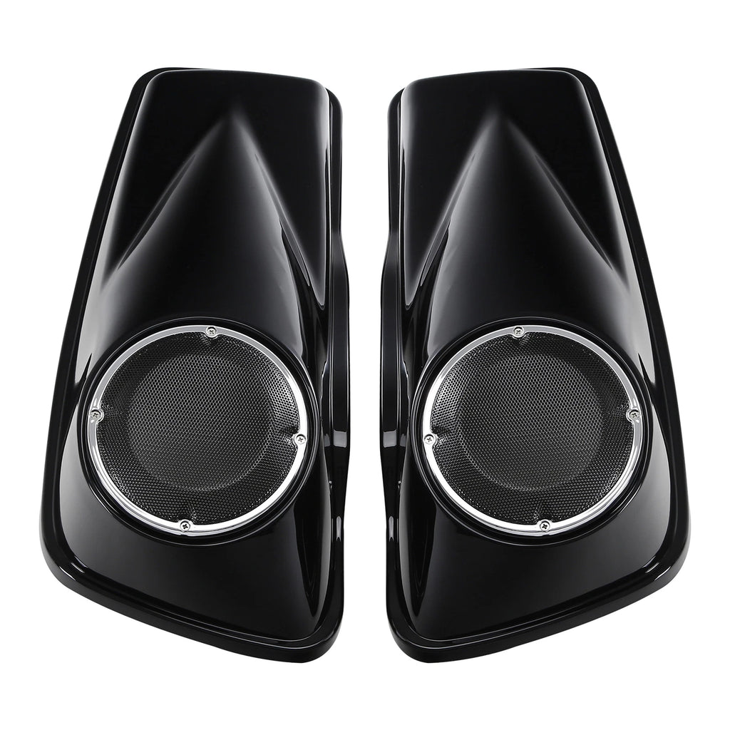 6.5" Black Saddlebag Speaker Lids for Harley Touring Road Street Glide (2014–2023)