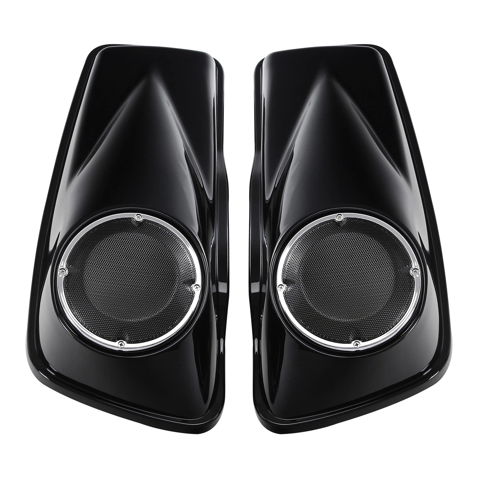 6.5" Black Saddlebag Speaker Lids for Harley Touring Road Street Glide (2014–2023)