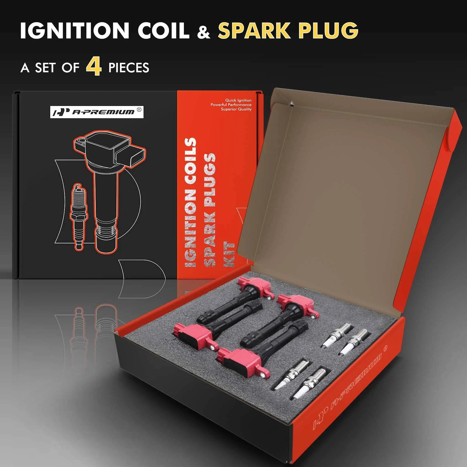 Set of 4 Ignition Coils & Iridium Spark Plugs for Nissan Altima (2002–2006)