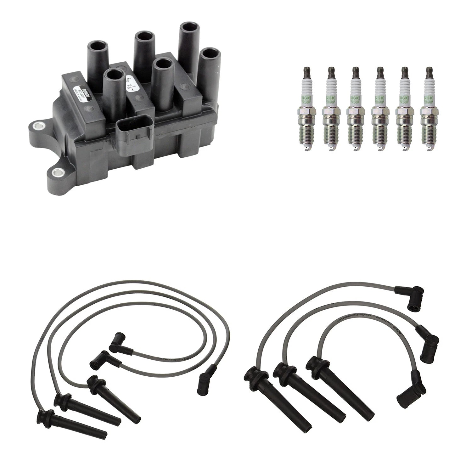 Denso Ignition Coil Wires & 6 NGK Platinum Spark Plugs for MPV 2.5 V6 (1990–1998)