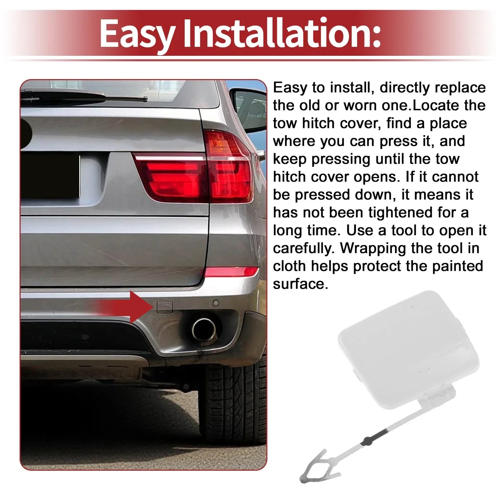Tow Hook Cover Cap for BMW X5 E70 White (2011-2013)
