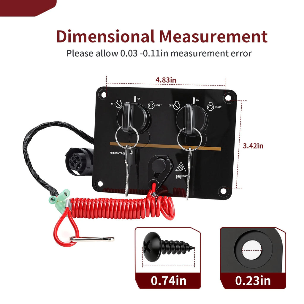 Dual Engine Key Switch Panel Assembly 12V for Yamaha Outboard (6K1-82570-08-00)