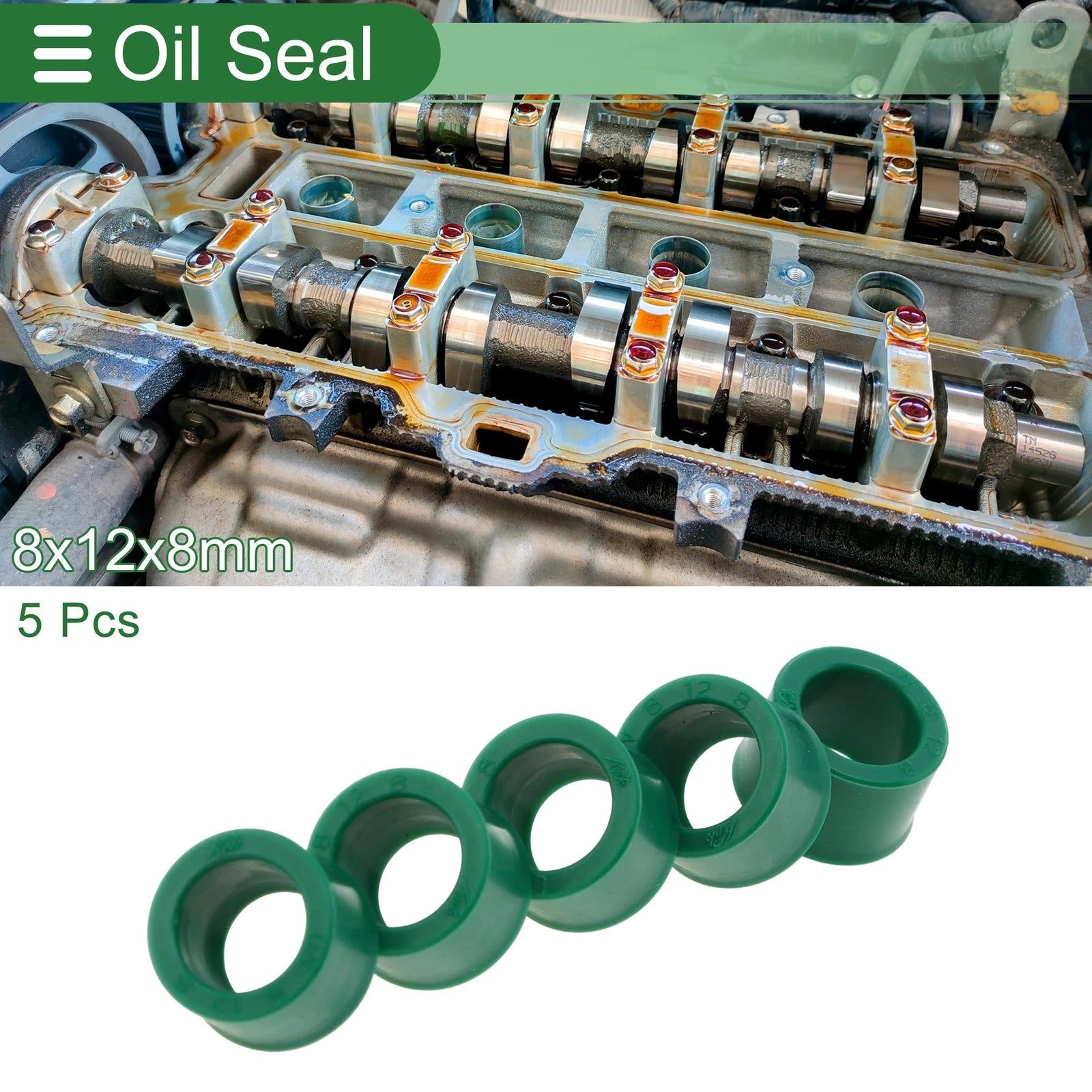 Set of 5 Oil Seal Ring 8x12x8mm for Rotary Shaft (High Pressure)