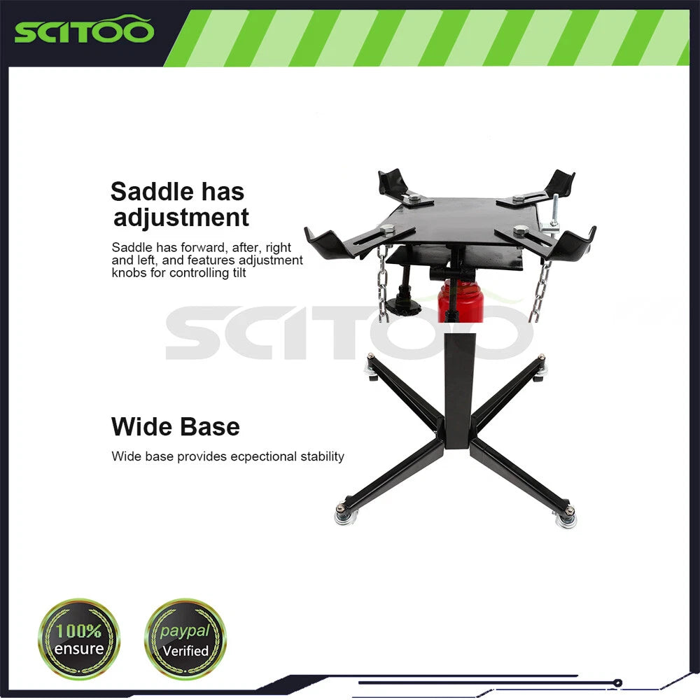 1100 LBS Hydraulic Transmission Jack for Universal Use (360° Swivel Wheels)