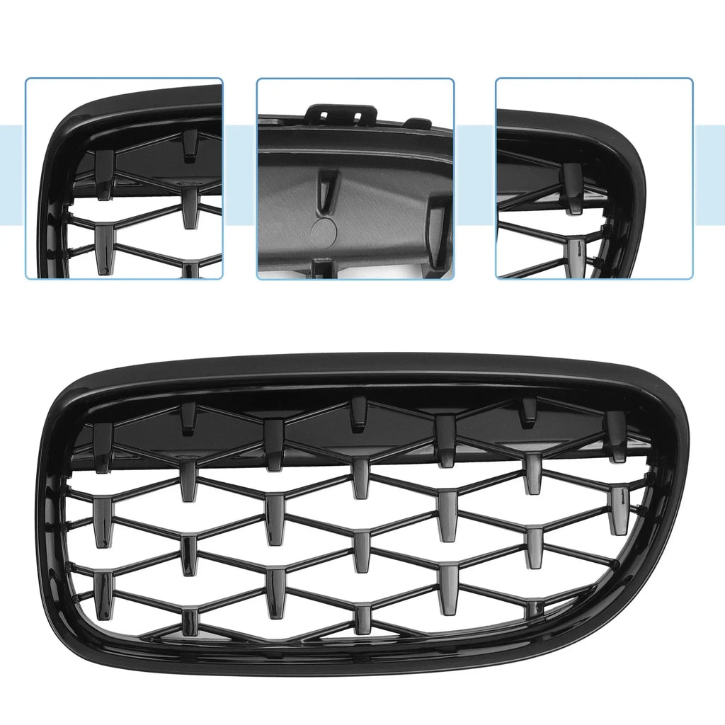 Front Hood Bumper Grille for BMW 335d 328i 335i xDrive E90 Black Pair