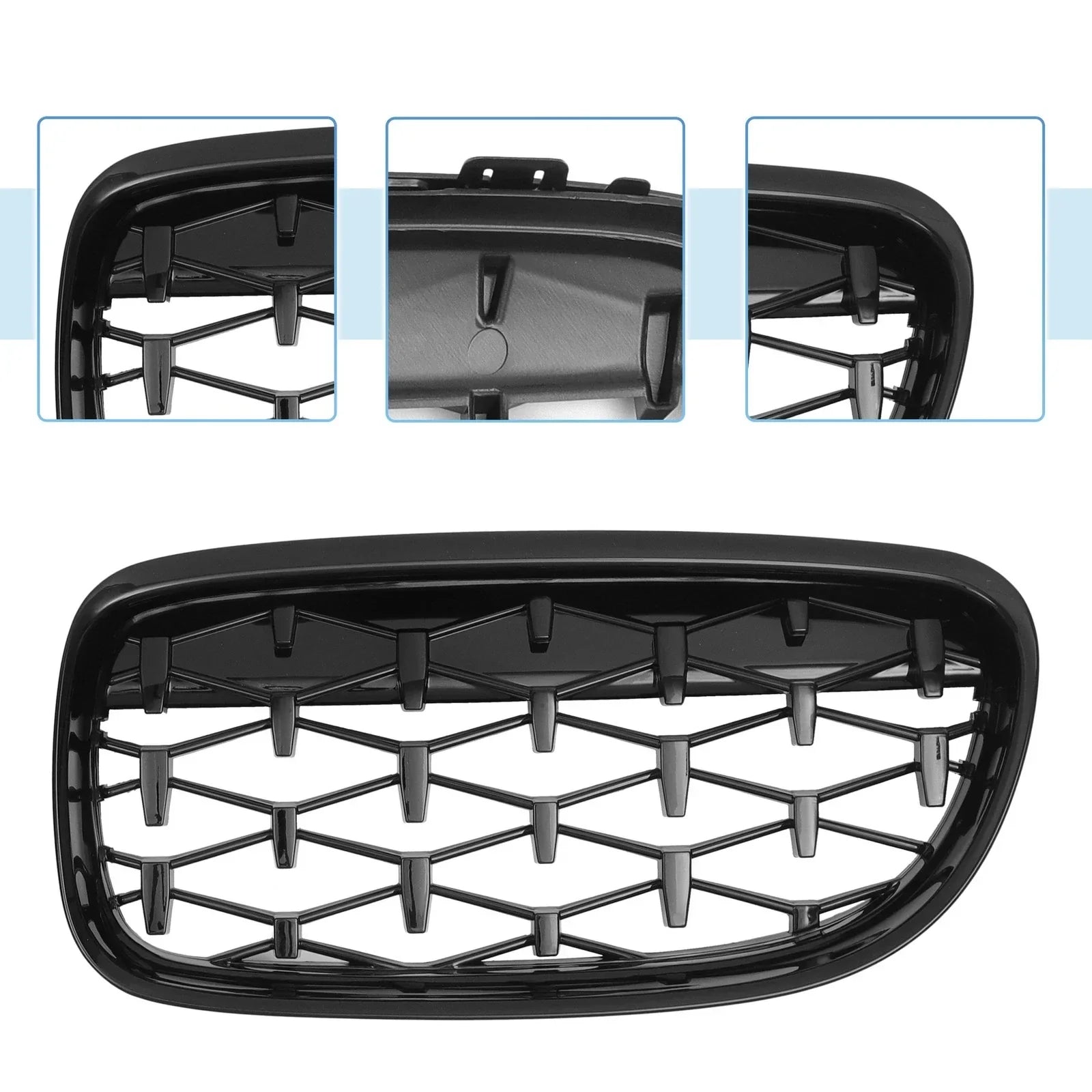 Front Hood Bumper Grille for BMW 335d 328i 335i xDrive E90 Black Pair