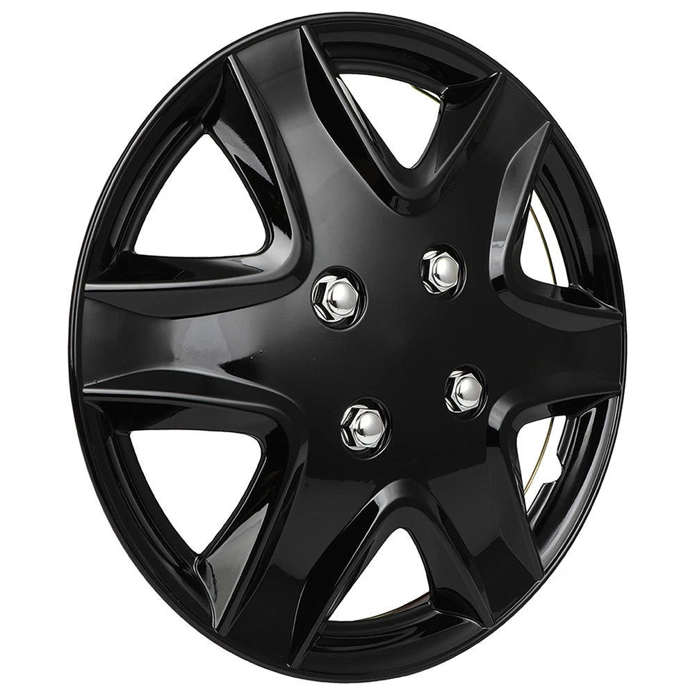 Set of 4 Wheel Hub Caps for R14 Tire & Steel Rim (14") Black