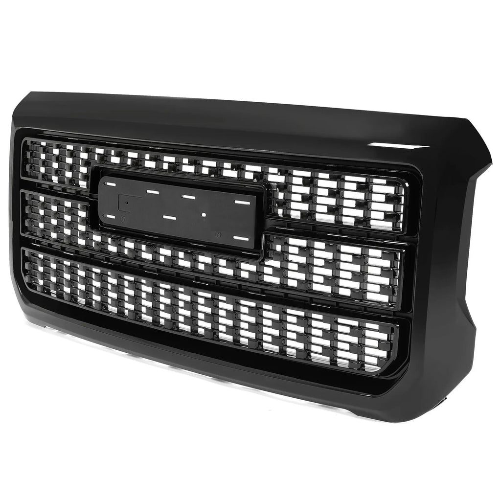 Front Bumper Upper Grille Gloss Black W/Snap for GMC Sierra 2500HD 3500HD (2015–2019)
