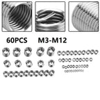 60pcs Thread Repair Insert Accessories M3-M12 for Automotive Applications
