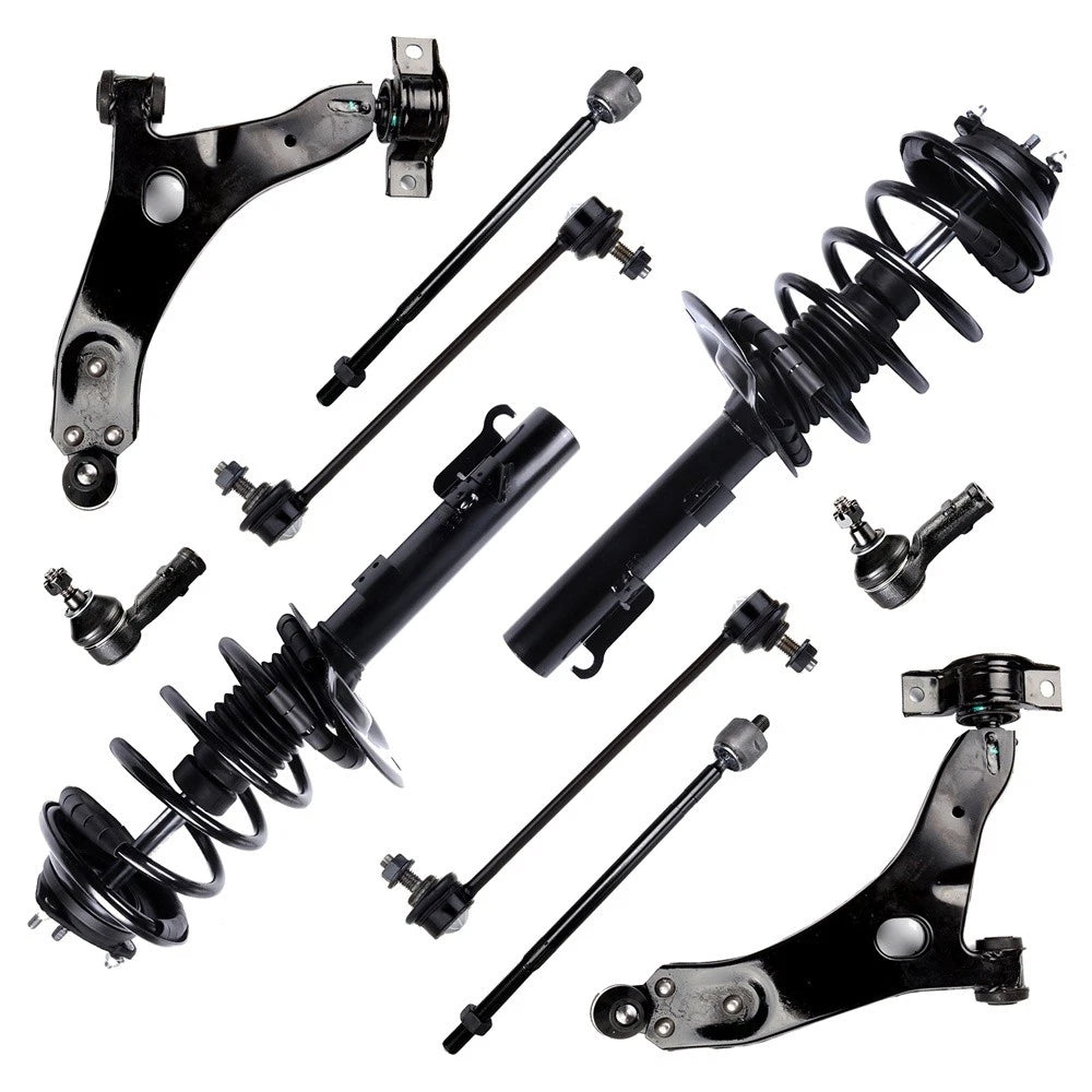Set of 10 Front Struts Control Arms Sway Bars Tie Rods for Ford Focus (2008)