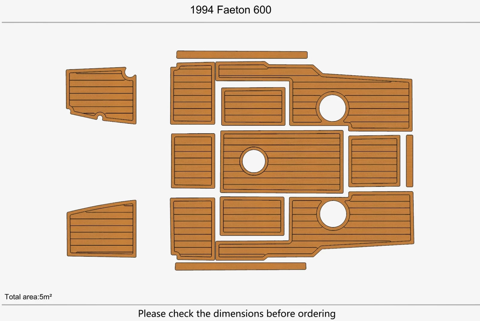 EVA Foam Faux Teak Deck Flooring Cockpit Pads for Faeton 600 (1994)