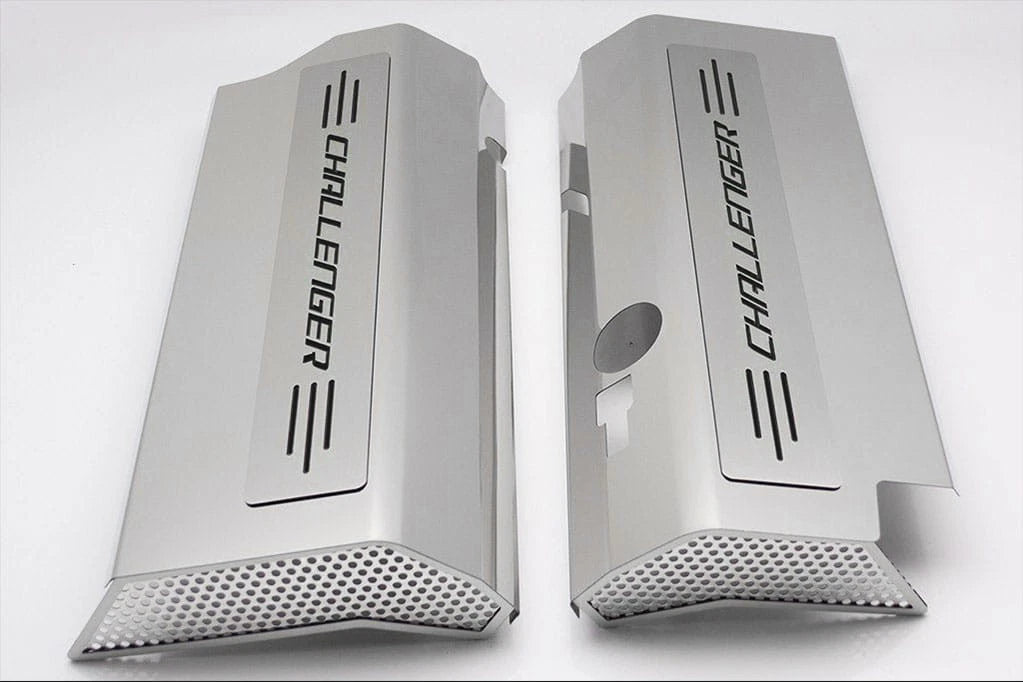 Fuel Rail Covers w/Black Solid Vinyl Challenger Inlay for 08-11 SRT8 w/OE Intake