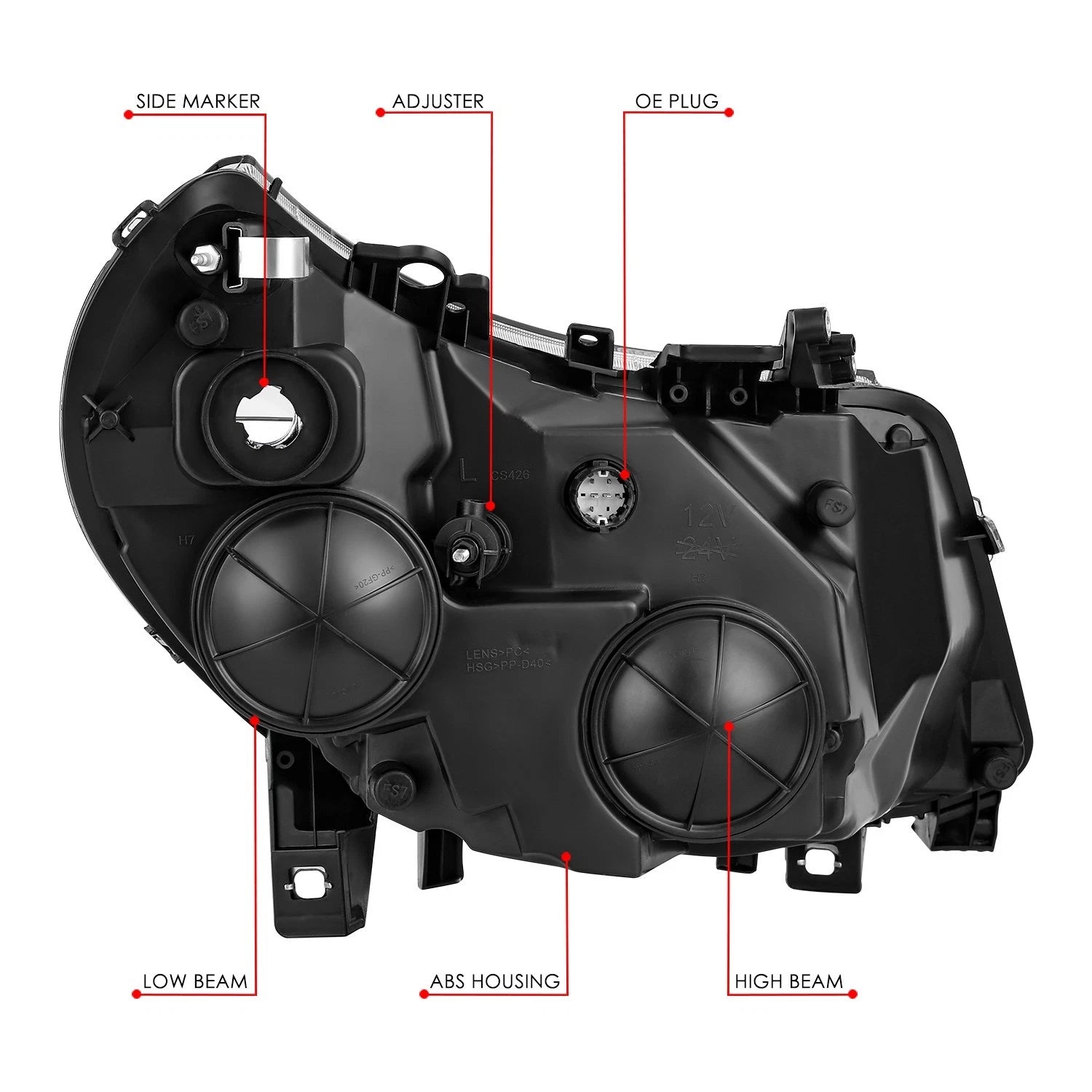 OE Style Black Housing Clear Corner Headlight for Ram Promaster 1500-3500 (2014–2022)