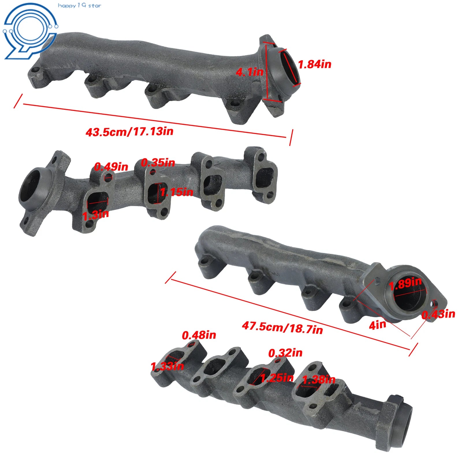 2X Exhaust Manifold w/ Gasket Kit for Dodge Ram 1500 Dakota V8 (1997–2004)