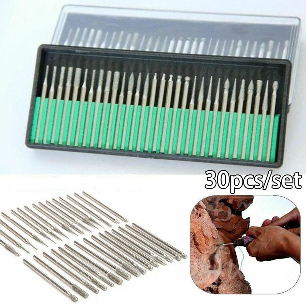30pcs Diamond Bur Shank 2.35mm for Electric Grinder