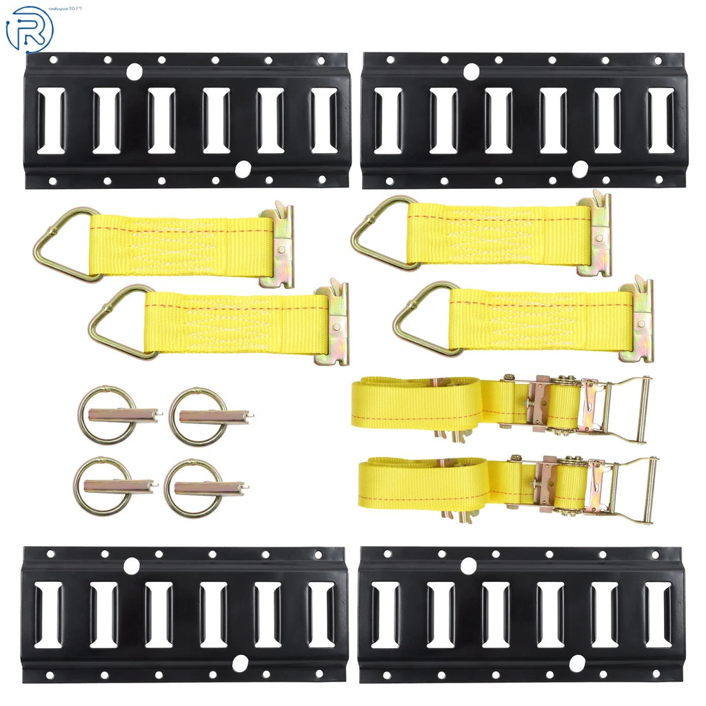 Set of 14 Black E Track Tie Down Rails for Secure Cargo (Powder Coated)
