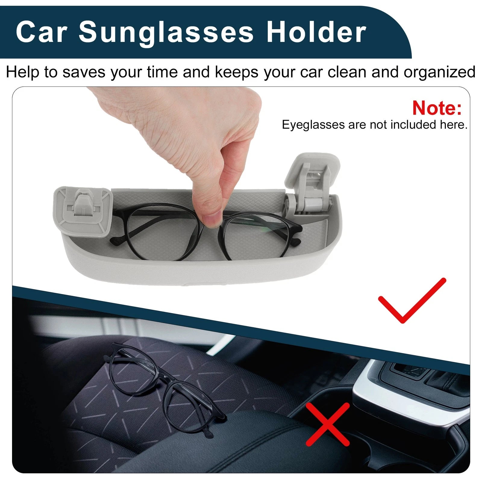 Sunglasses Case for Audi A3 (2013–2024) Eyeglasses Holder Storage Box Grey