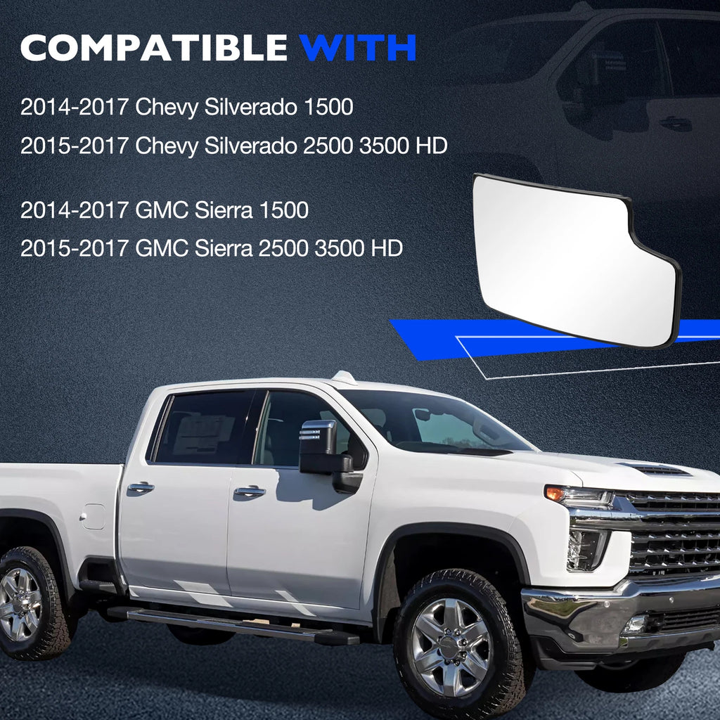 Passenger Right Side Lower Mirror Glass for Chevy Silverado GMC (2014-2017)
