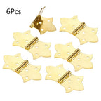 6X Gold Furniture Hinges for Wooden Box Cabinet (57mm x 31mm)