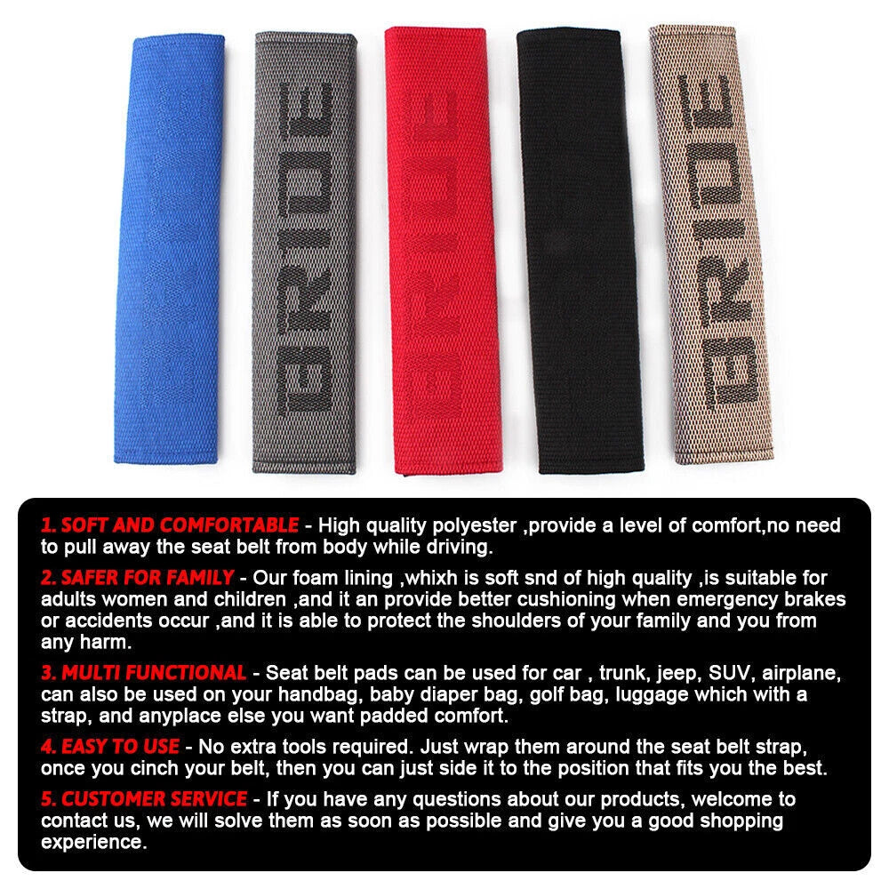 2X Seat Belt Cover Shoulder Pads for Racing Seats
