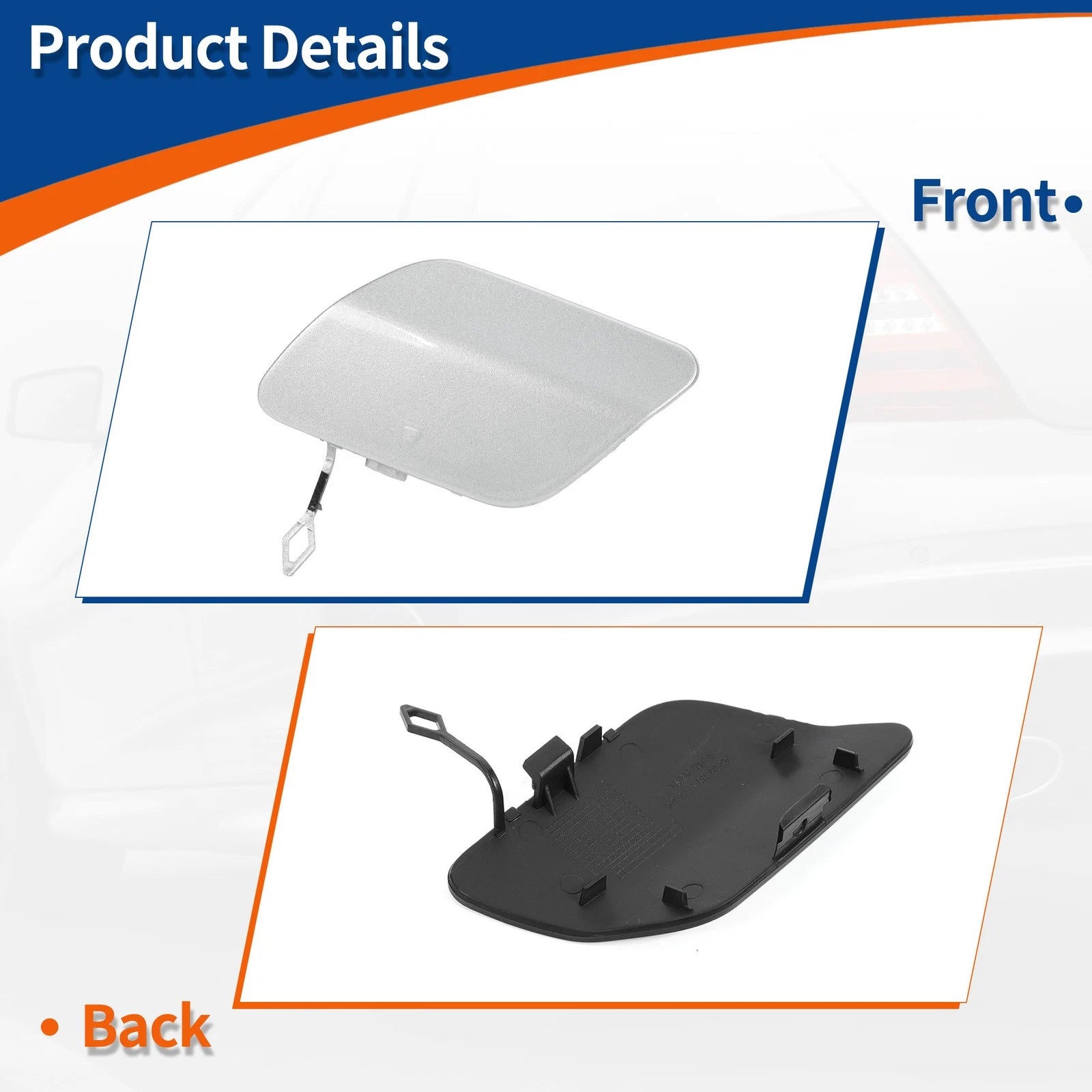 Rear Car Bumper Tow Hook Cover for Mercedes-Benz (A2058850224) Silver Tone