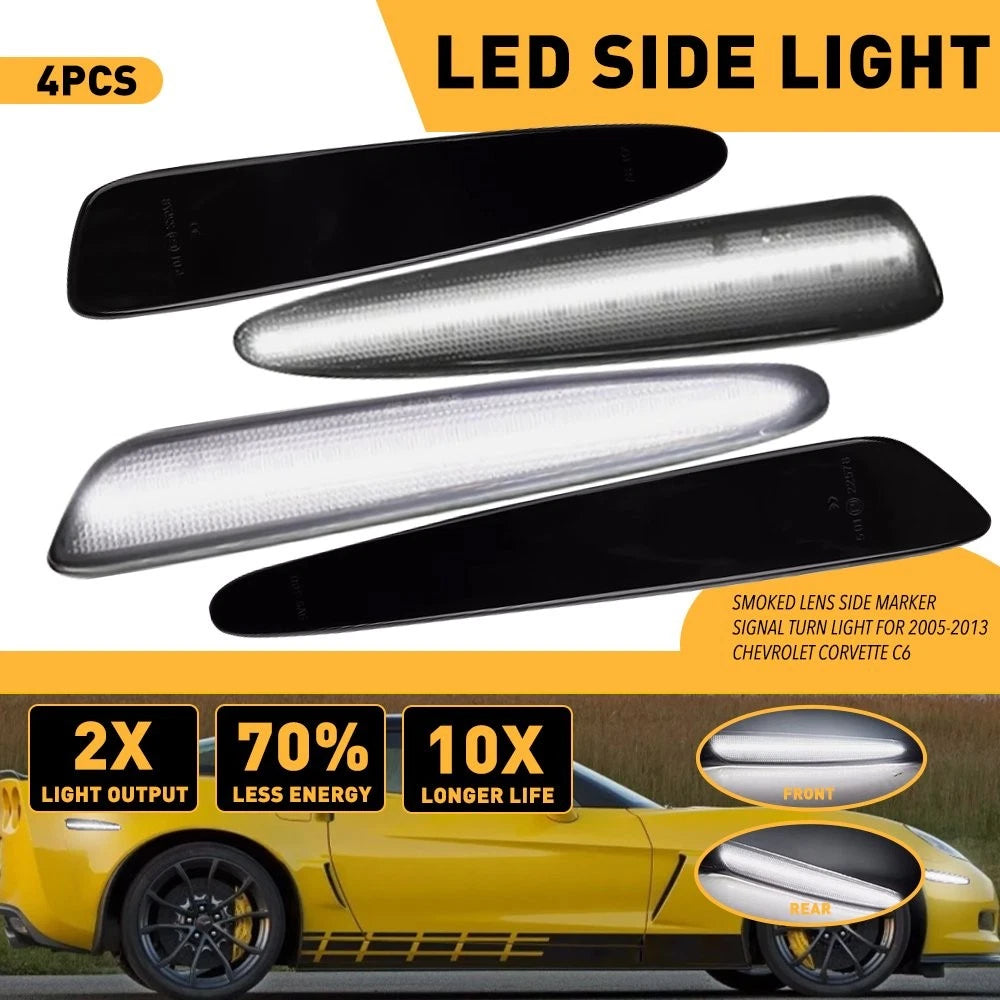 Smoked Lens Side Marker Signal Turn Light for Chevrolet Corvette C6 (2005–2013)