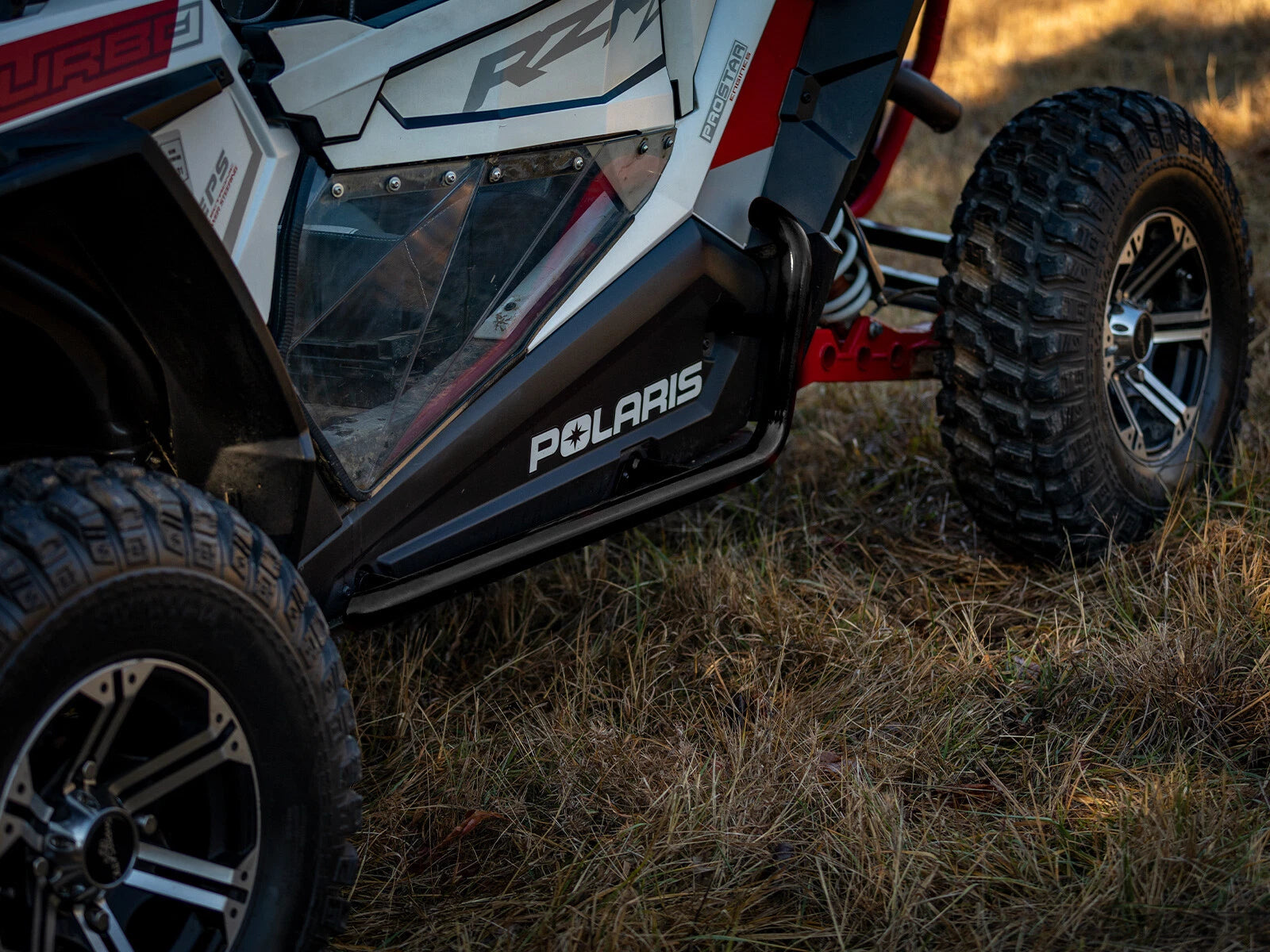 SuperATV Heavy Duty Nerf Bars for Polaris RZR XP Turbo (2016–2023) - Black