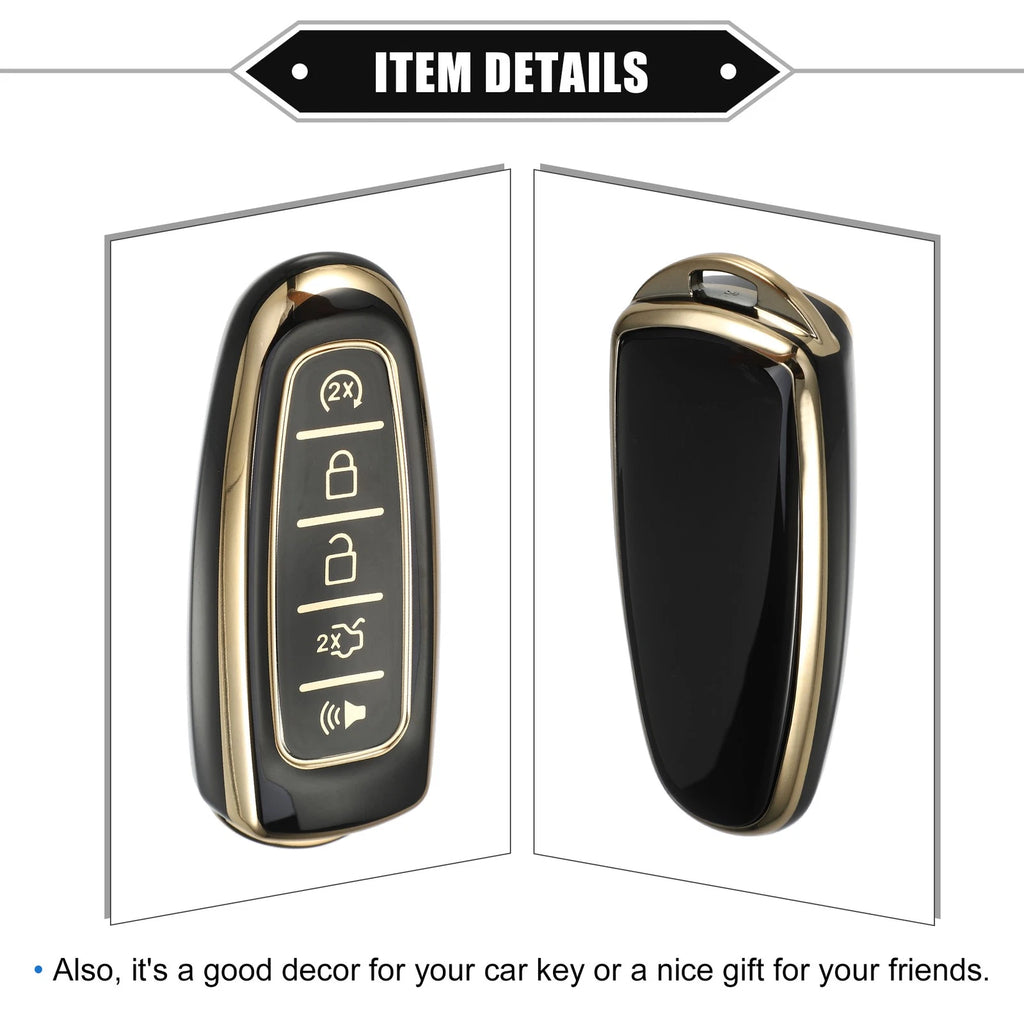 5 Buttons Key Fob Cover for Ford Escape, Lincoln (TPU, Black)