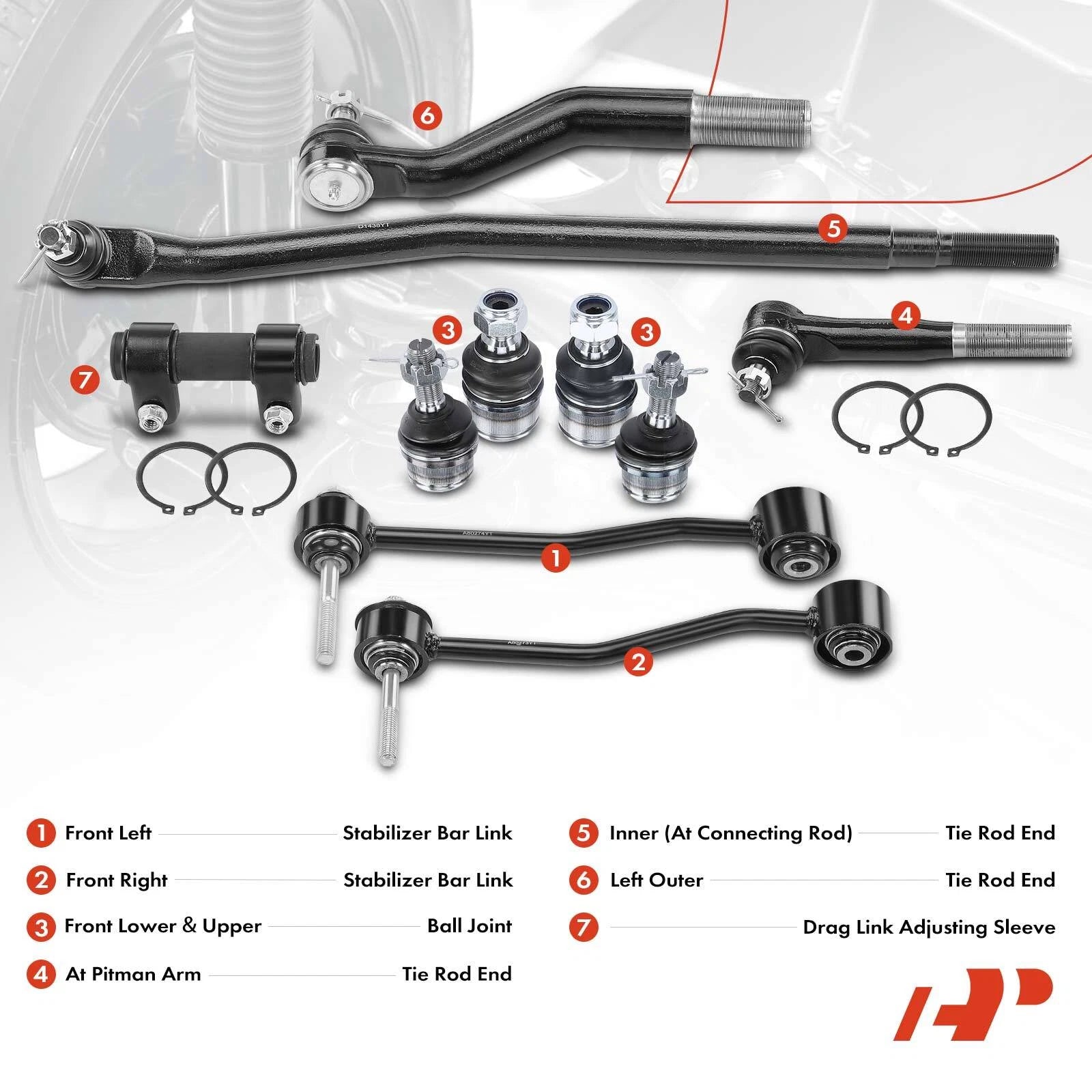 10x Front Ball Joint Sway Bar for Ford F-250 F-350 Super Duty (2000–2004)