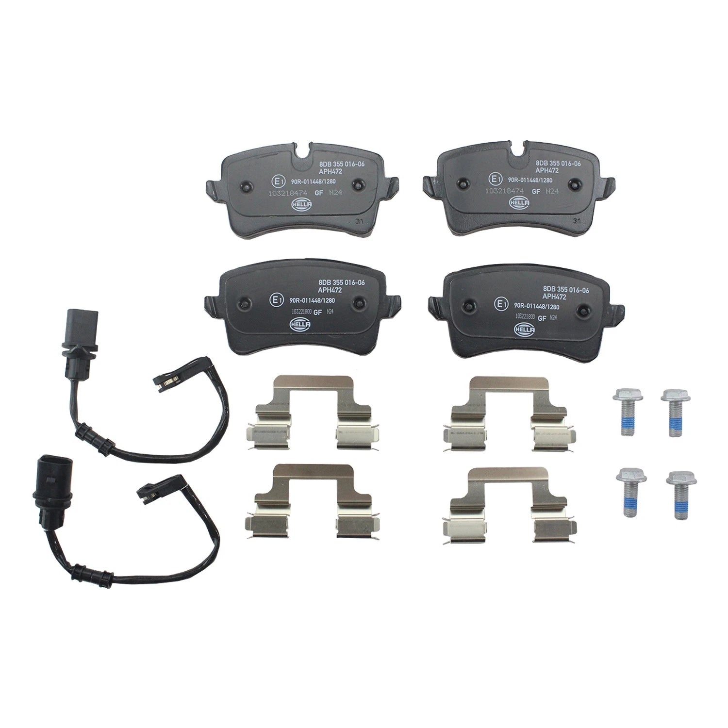 Set of 4 Hella Rear Low-Metallic Brake Pads for Audi A6 A7 Quattro RS7 S6 Porsche Macan (2012–2021)
