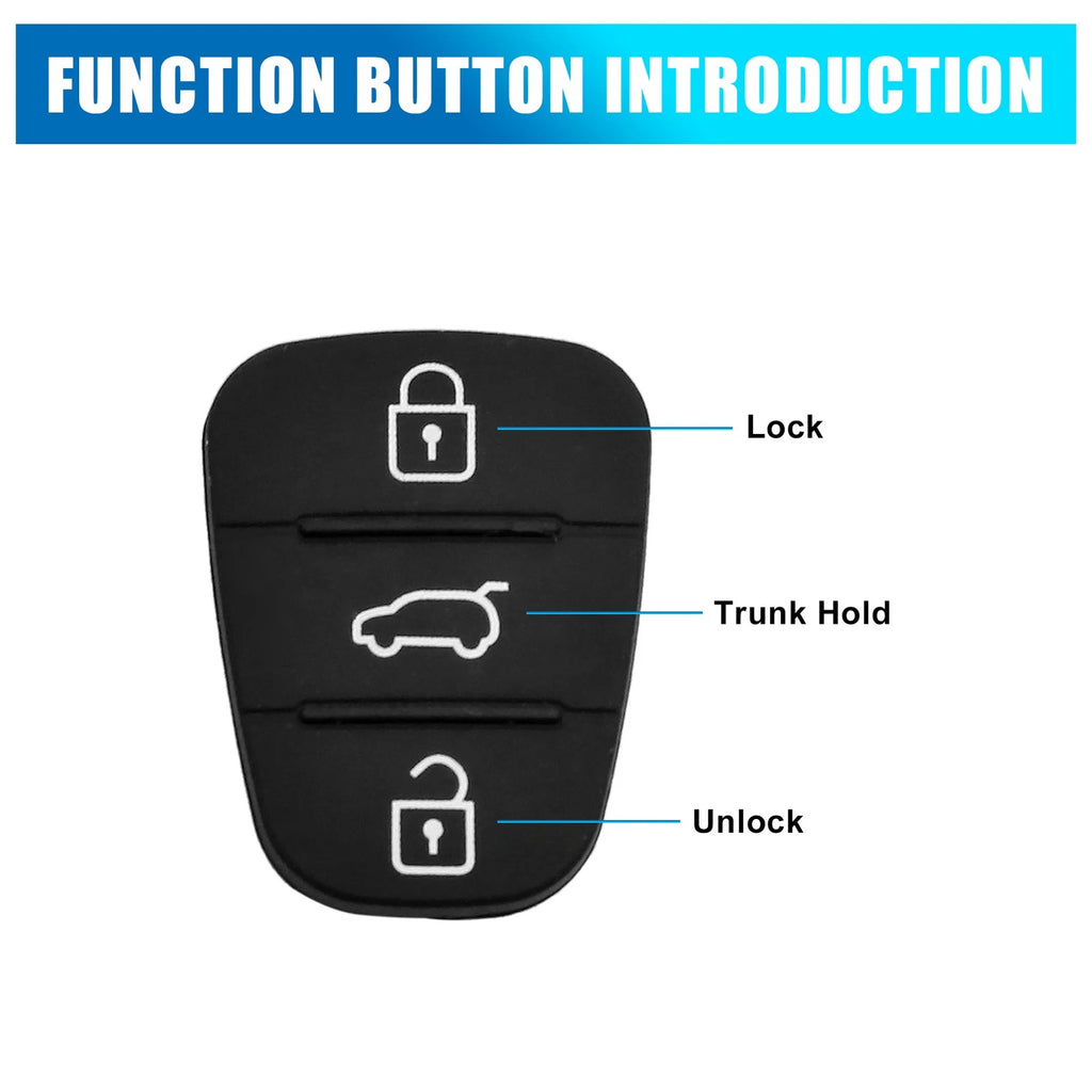 Rubber Key Fob Shell Case for Hyundai 3 Button (1X)