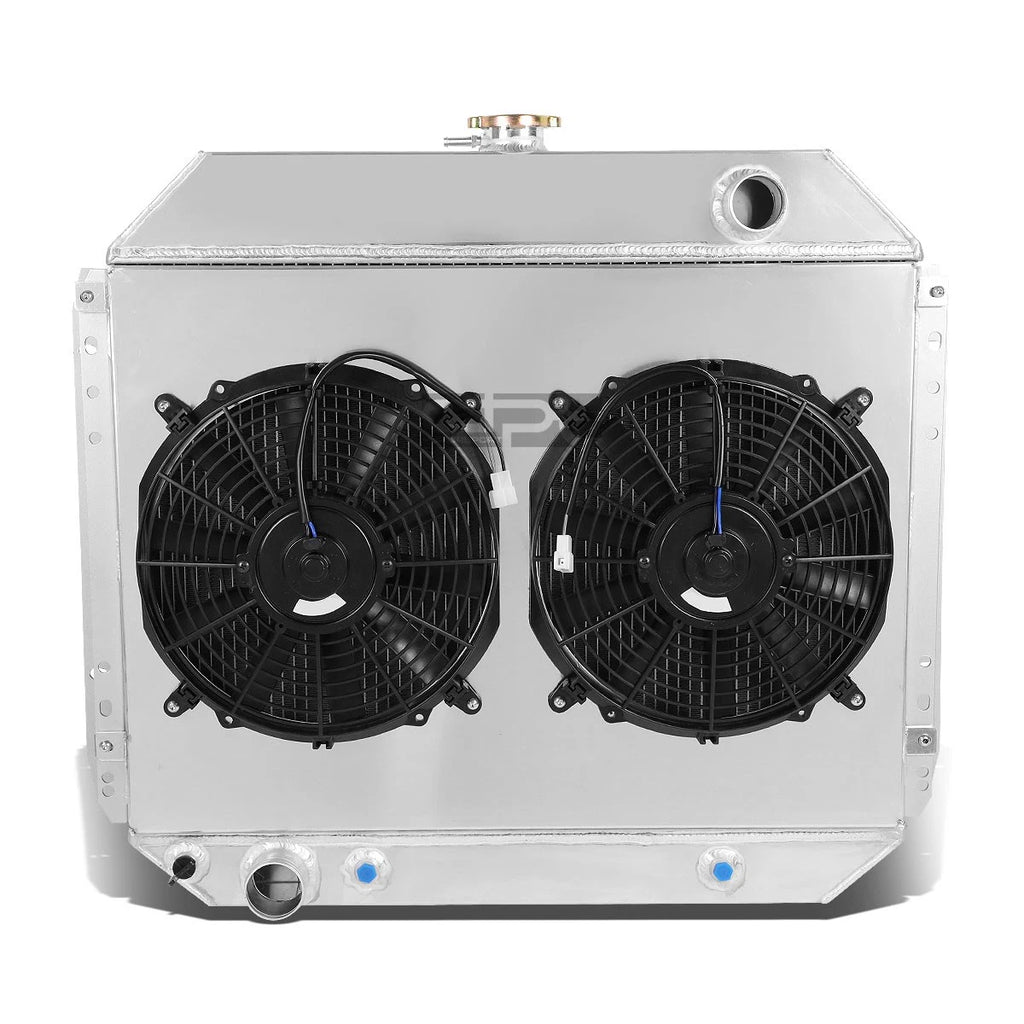 Full Aluminum 2-Row Radiator w/Cooling Pull Fan Shroud for Ford F150/F250 (1968–1979)