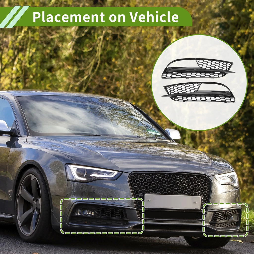 1 Pair Fog Light Grill for Audi A5 (2013–2016) No. 8T0807681H/8T0807682H