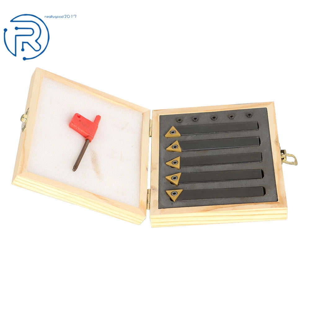 Set of 5 Carbide Indexable Turning Tool Bits for Lathe