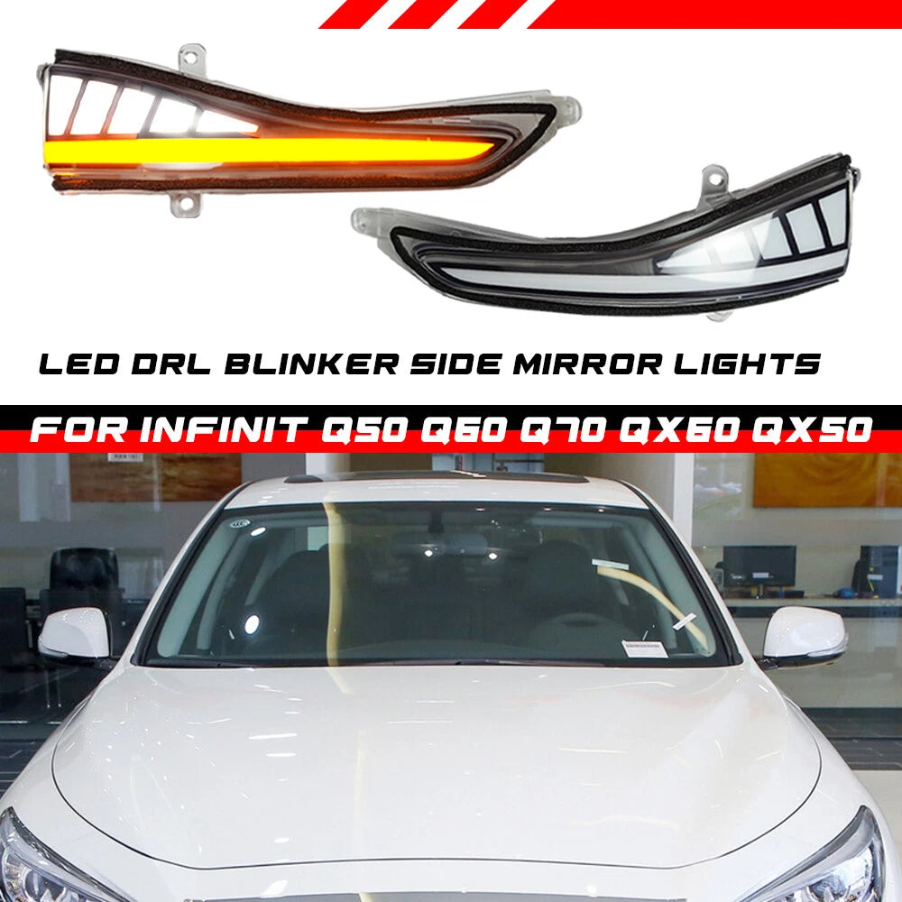 2X LED Mirror Sequential Signal & Fog Light for Infiniti Q50 Q60 (2014–2022)