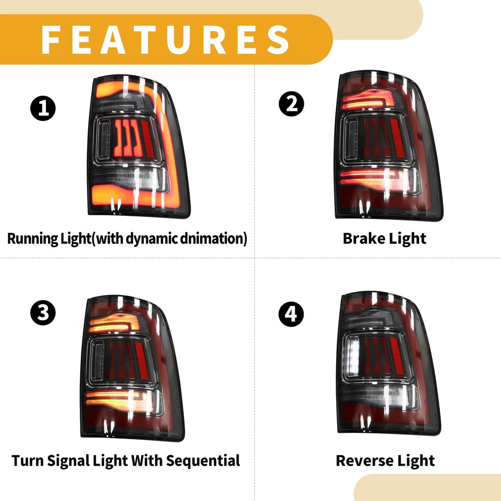 OLED Brake Tail Lights Assembly for Dodge RAM 1500 2500 3500 