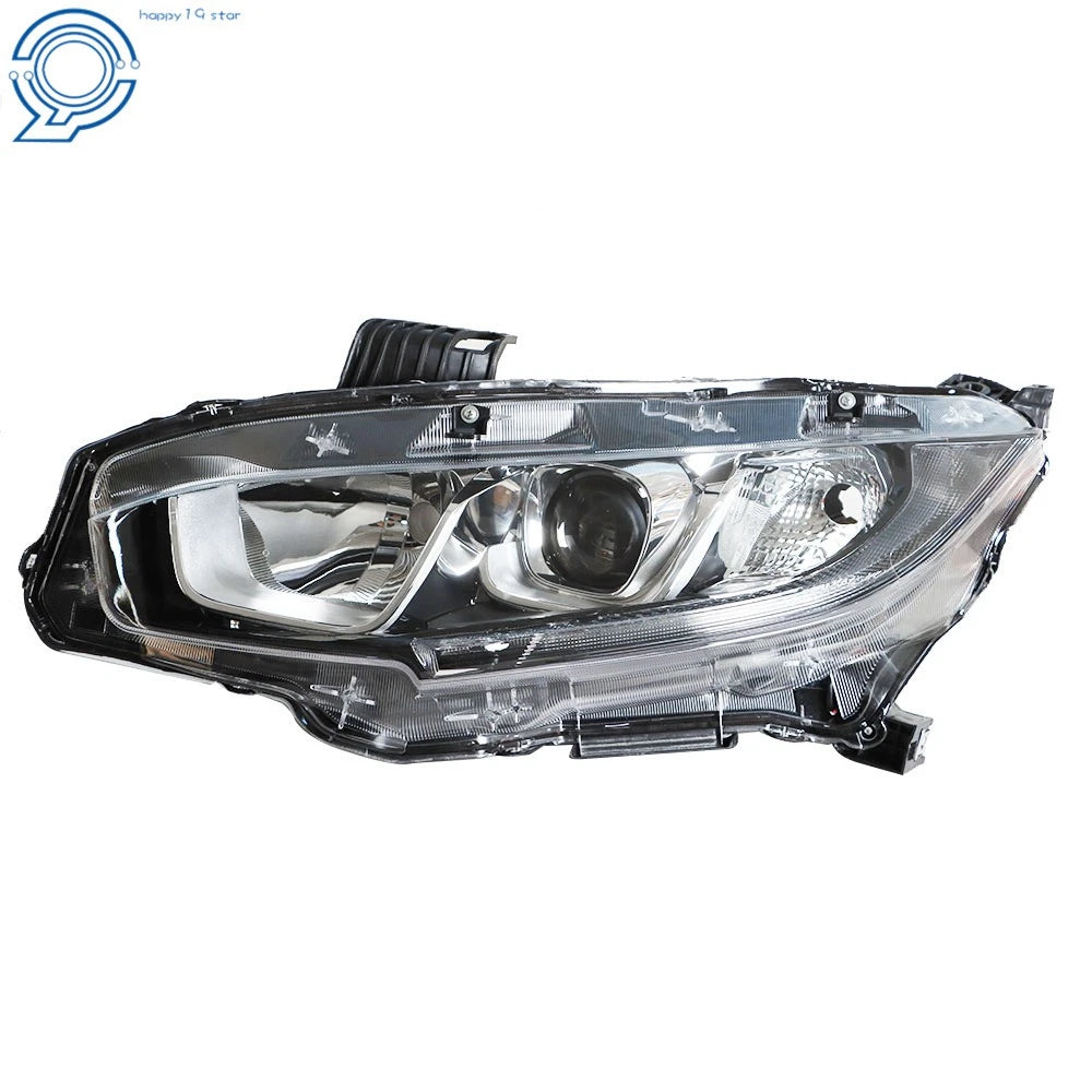 Headlight for Honda Civic (2016-2018) Halogen Projector Chrome Housing Left