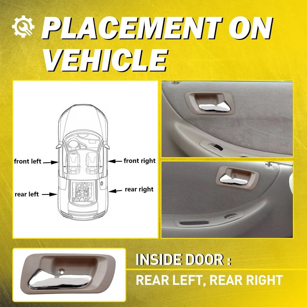 Door Handle Set of 2 for Honda Accord (1998–2002) Rear Inner Beige Housing