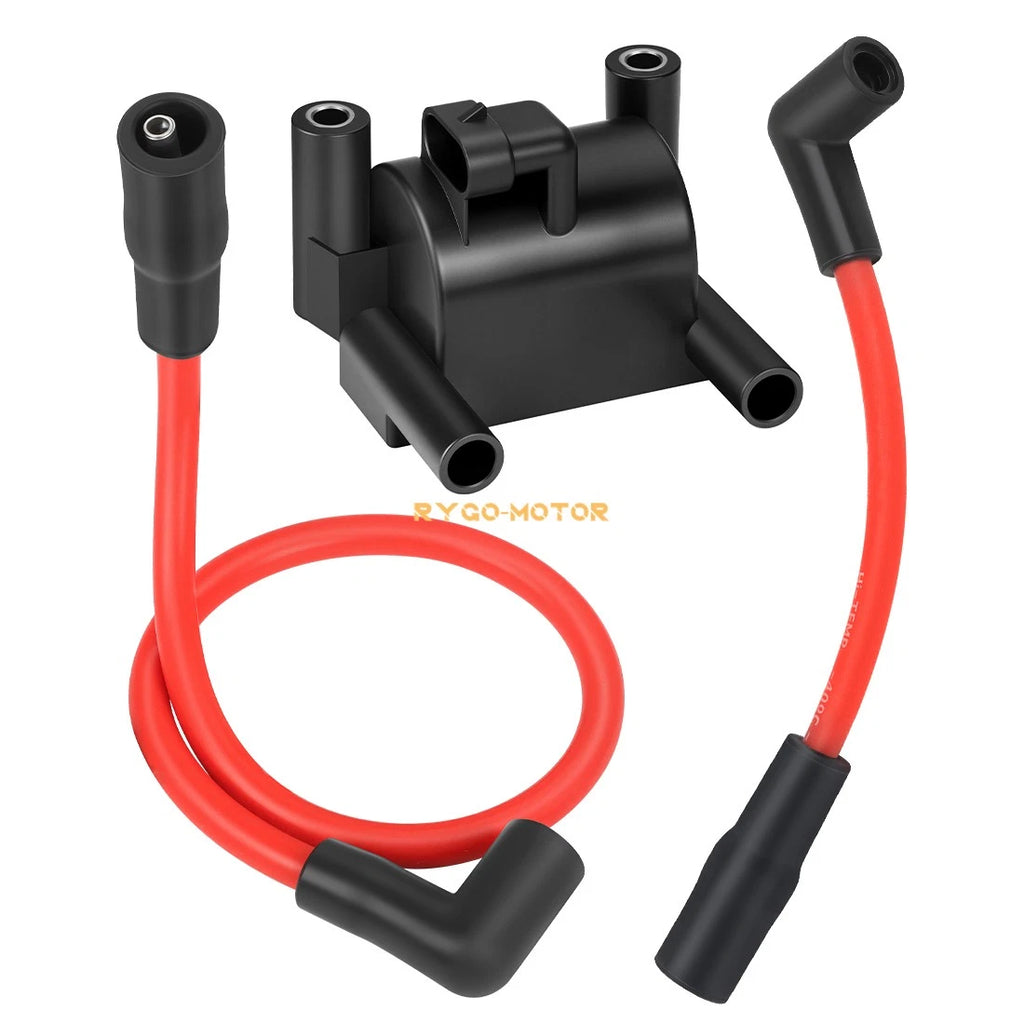 Ignition Coil & Spark Plug Wire Cap for Harley FXD FLD FXST FXSB FXSE (2000–2017)
