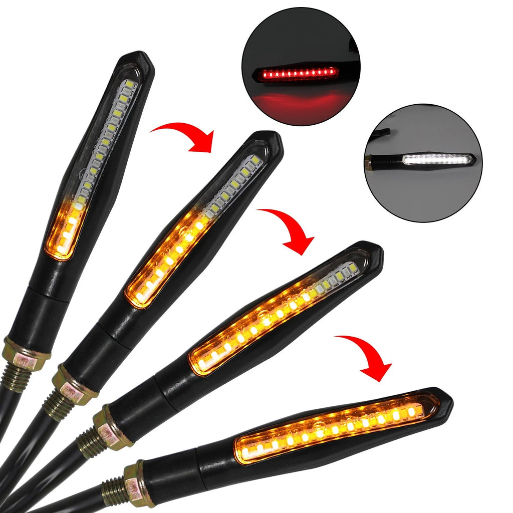 4X Sequential Flowing LED Turn Signal Indicator Lights for Motorcycle (T9)