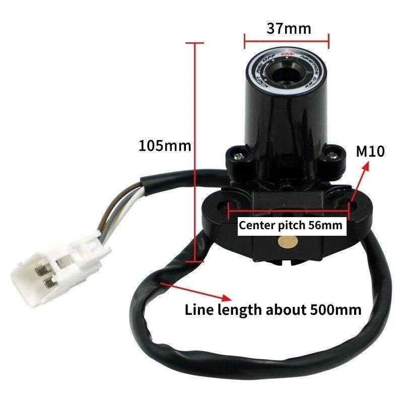 Ignition Switch Gas Cap Seat Lock & 2 Keys for Kawasaki Ninja ZX-6R (2000–2002)