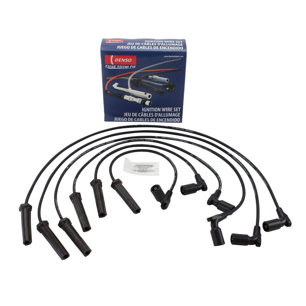 Set of 4 Spark Plugs & Ignition Wires for Buick Rendezvous, Chevy Malibu (DENSO 671-6070)