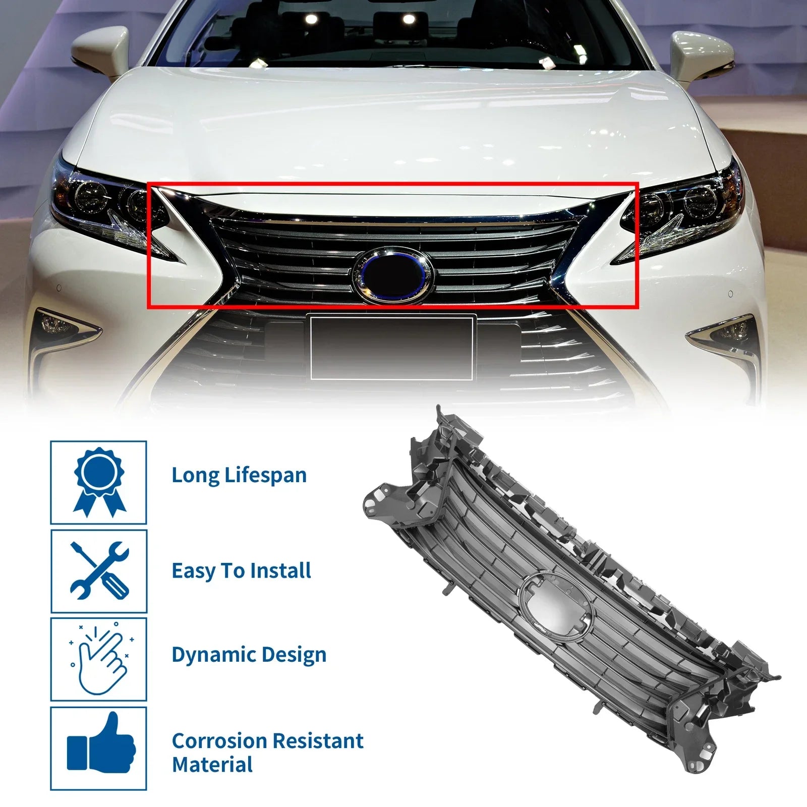 Front Upper Bumper Grille for Lexus ES 300h (2016-2018)